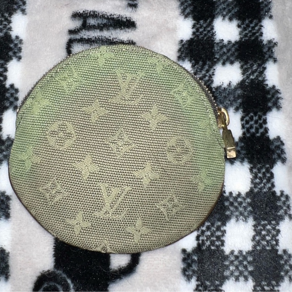 Louis Vuitton Khaki Green Mini Lin Coin Purse Ronde Pouch